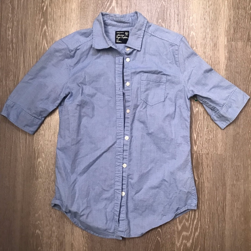 American Eagle Outfitters Classic Prep Fit S/S Button Up Shirt Youth Size Small​